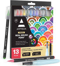 Arteza® Real Brush Pens® Set – 13-Piece Watercolor & Hand Lettering Educational Art Set