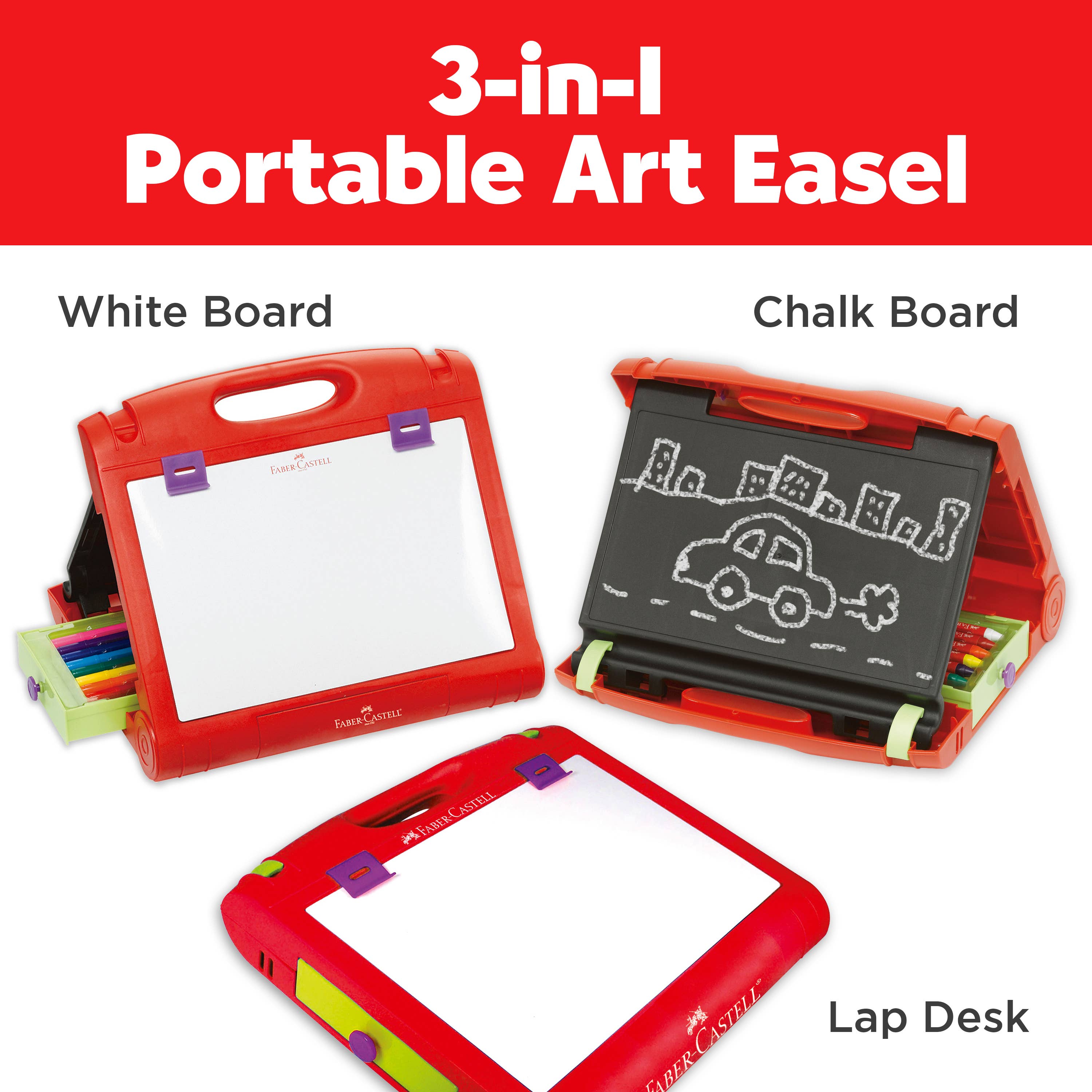 Faber Castell Do Art Travel Easel with 37 Pieces of Art Supplies for Kids