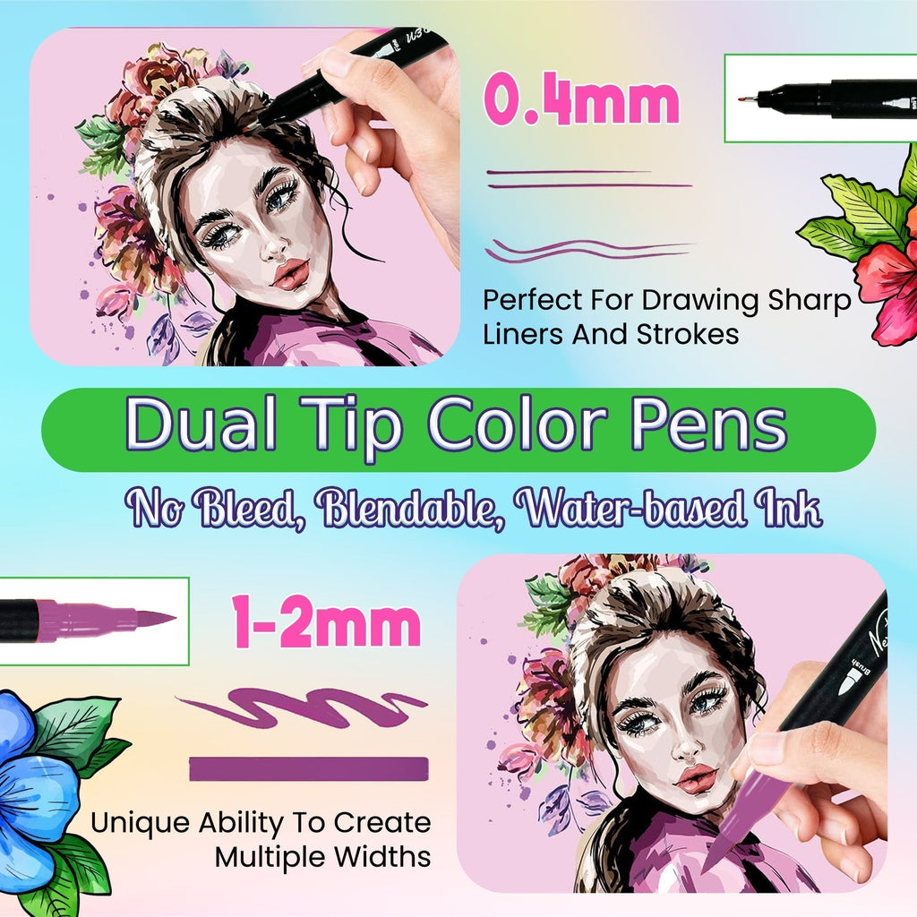 NextG Ideaz Dual Tip Brush Art Marker Pens - 80 Unique Color Pens
