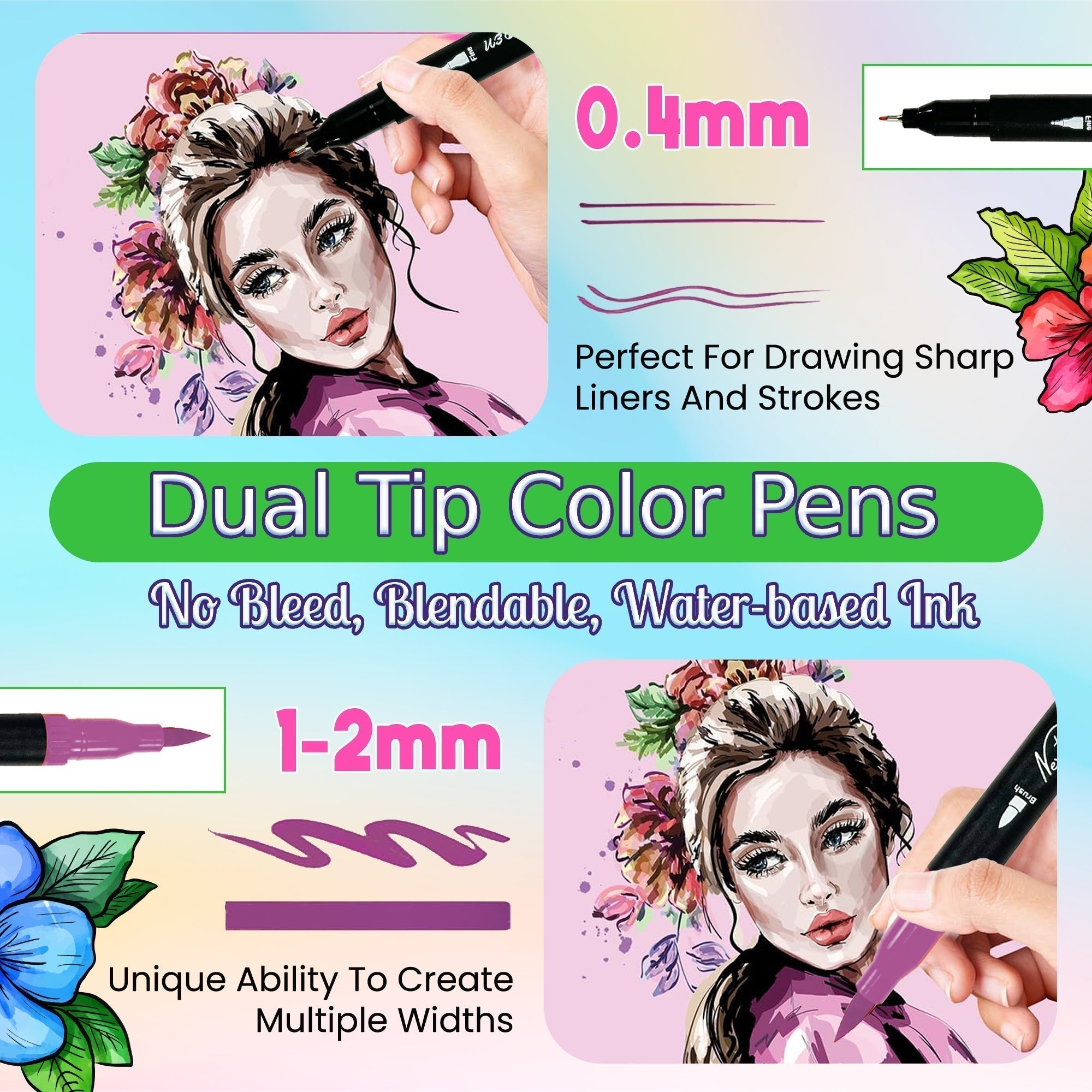 NextG Ideaz Dual Tip Brush Art Marker Pens - 80 Unique Color Pens