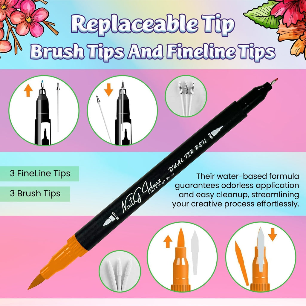 NextG Ideaz Dual Tip Brush Art Marker Pens - 80 Unique Color Pens