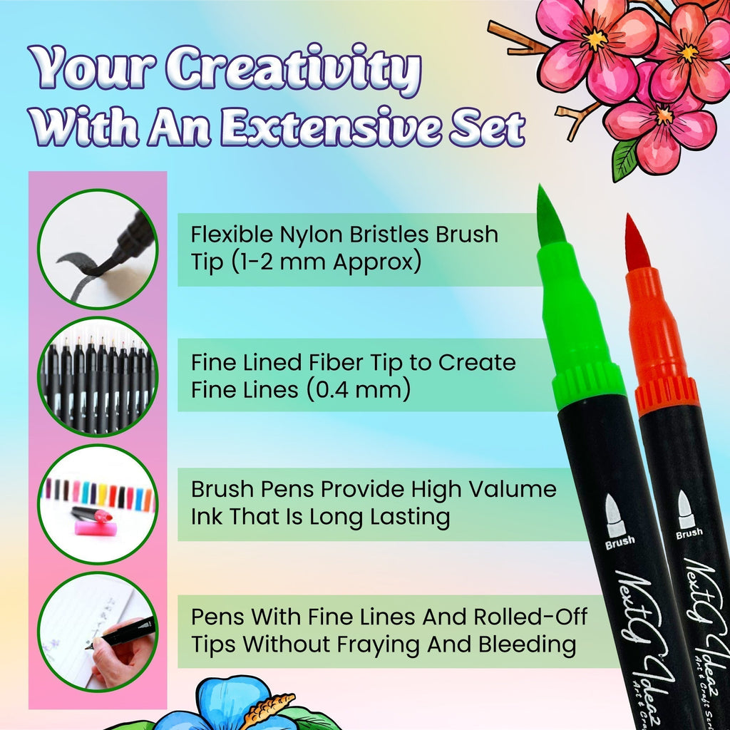 NextG Ideaz Dual Tip Brush Art Marker Pens - 80 Unique Color Pens