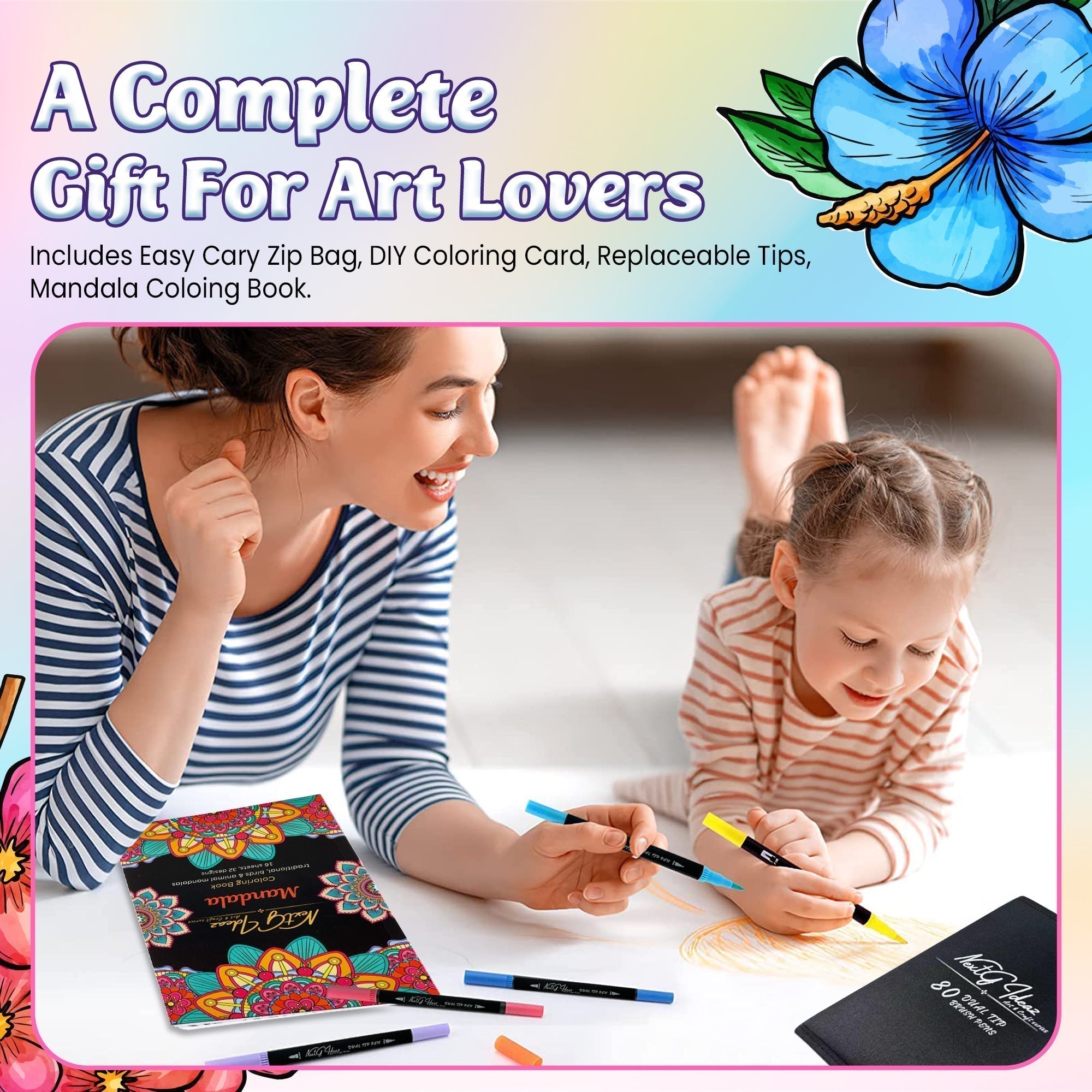 NextG Ideaz Dual Tip Brush Art Marker Pens - 80 Unique Color Pens