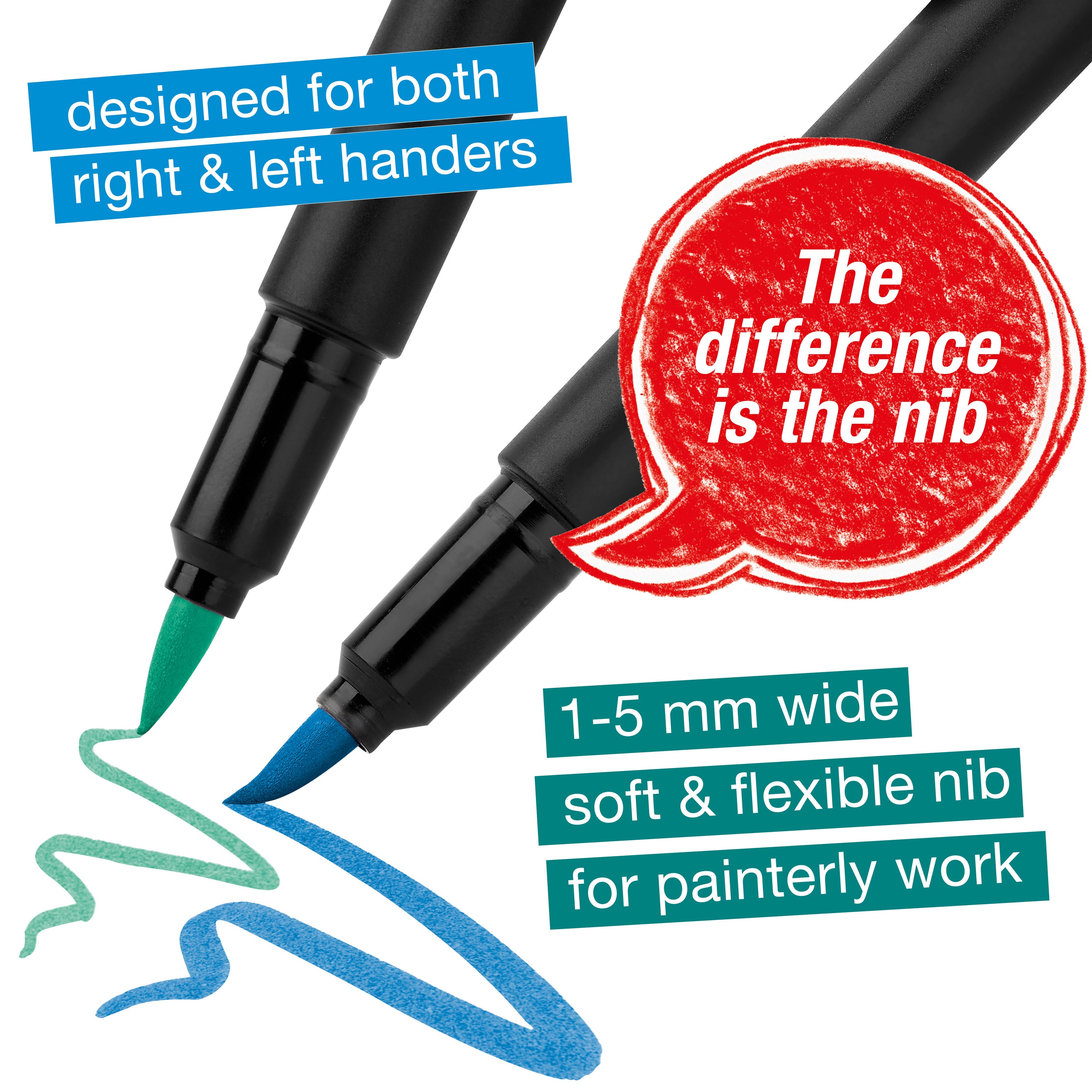 Black Edition Felt Tip Brush Pens Markers 10 Ct Box