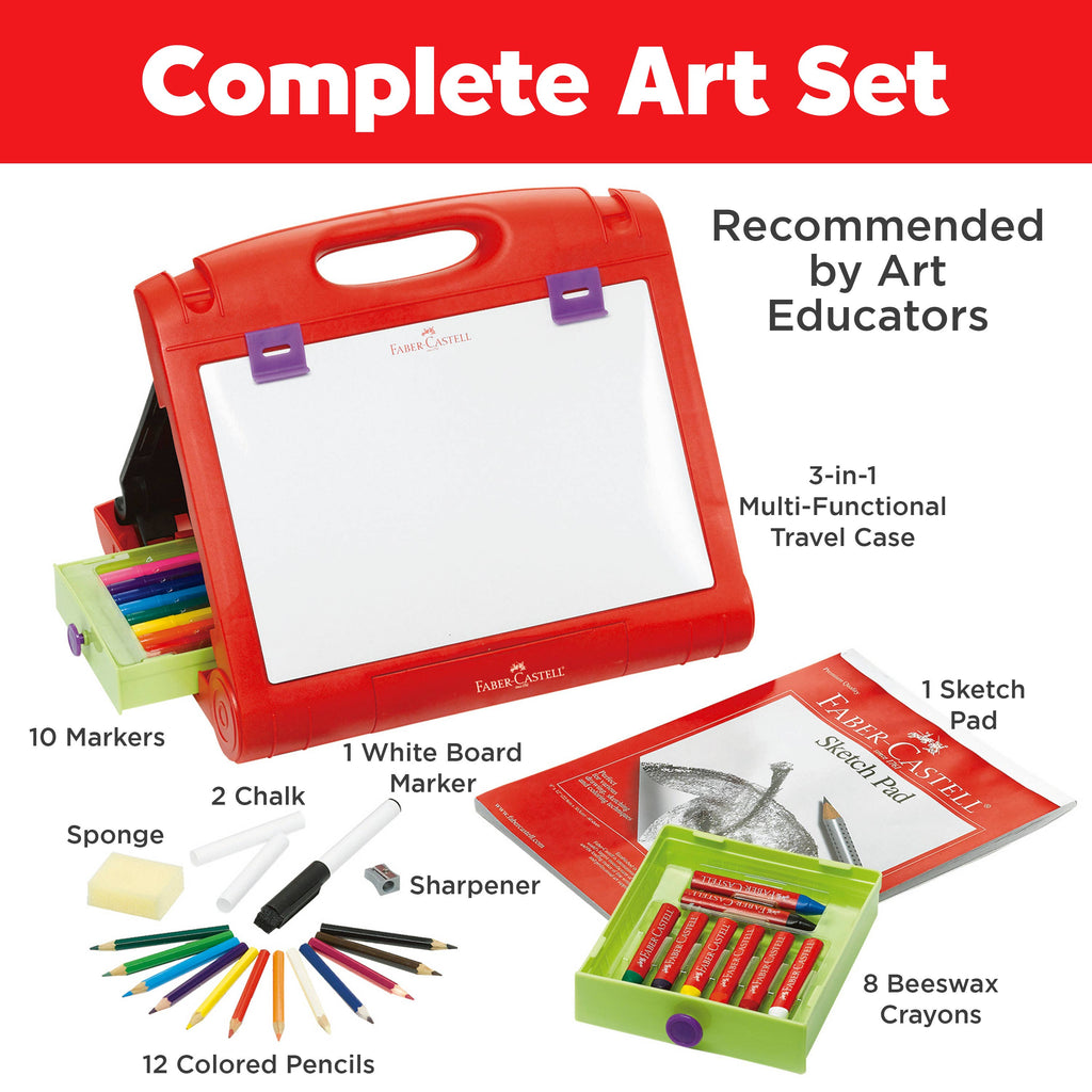 Faber Castell Do Art Travel Easel with 37 Pieces of Art Supplies for Kids