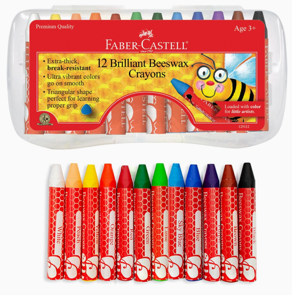 Educational Beeswax Crayon Kit – Early Drawing & Color Exploration for Kids (12 ct crayons)