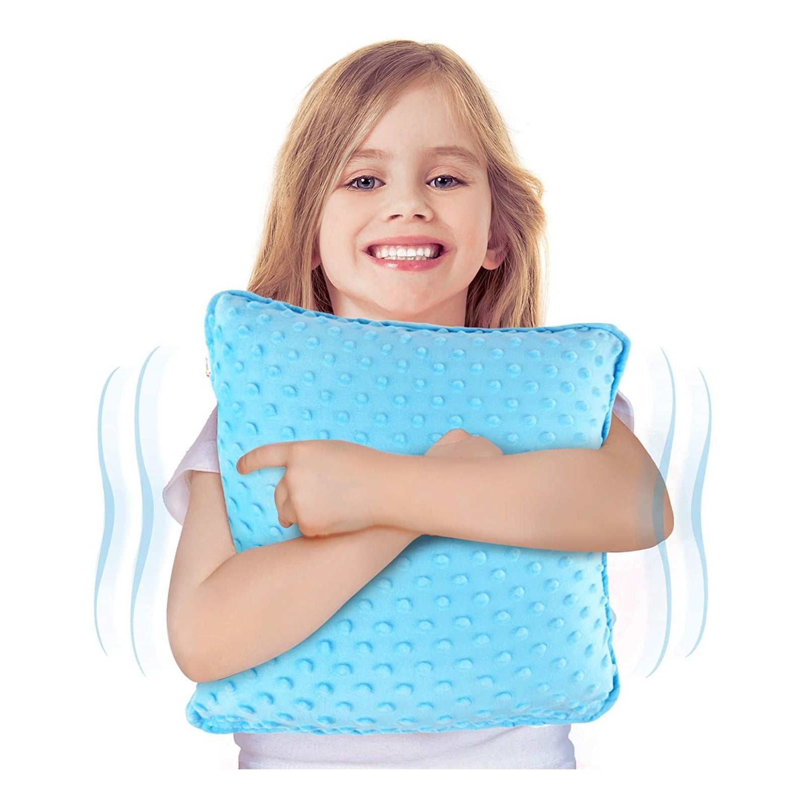 Sensory Vibrating Pillow – Pressure-Activated Calming Support for Kids & Adults, 12” Plush with Textured Bumps, 3 Vibration Modes, Music & Voice Recording (Blue)