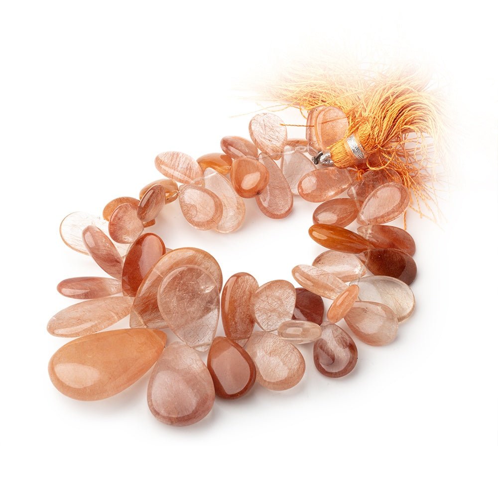 14x9-32x20mm Rutilated Quartz Plain Pear Beads 8 inch 46 pieces