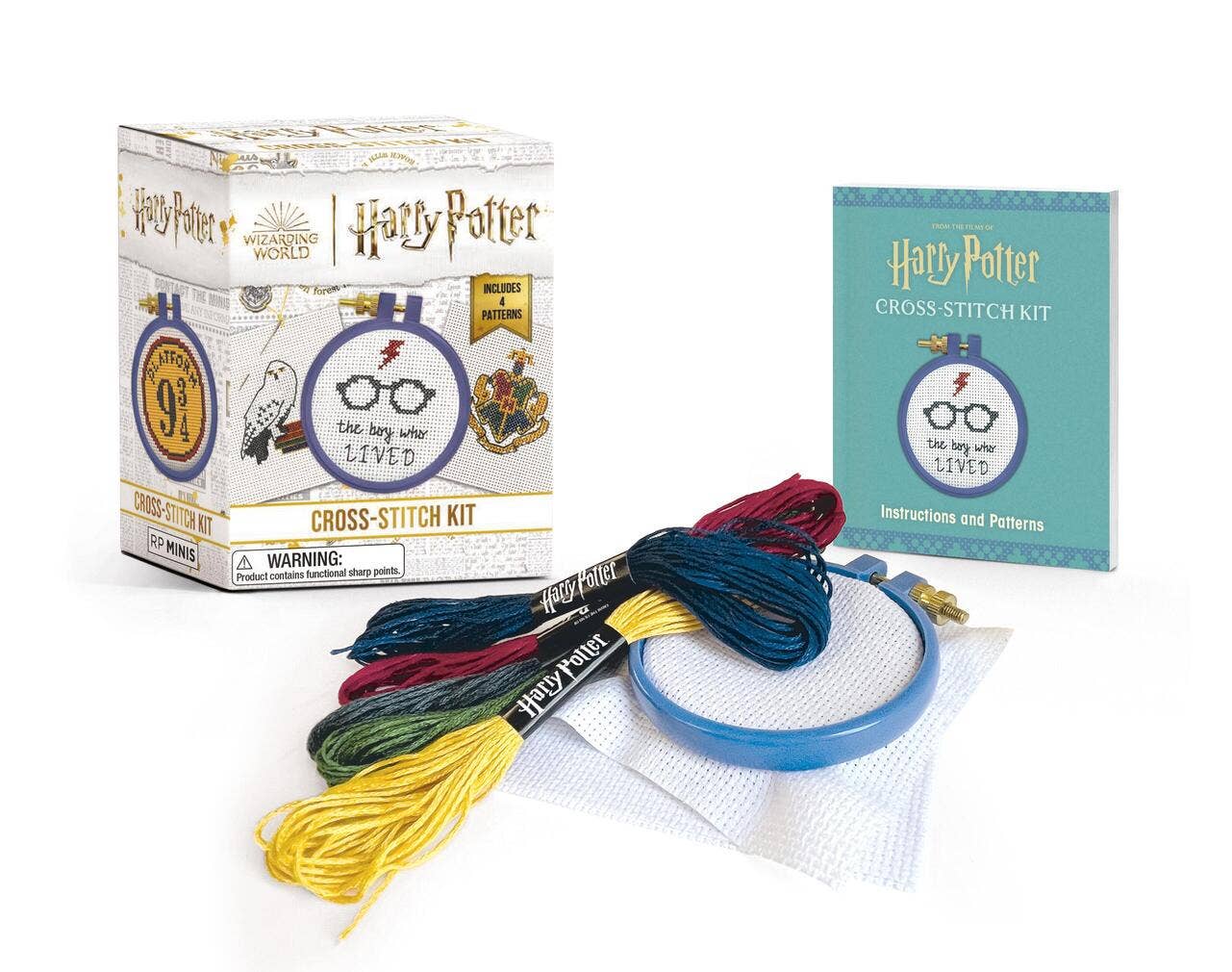 Harry Potter Mini Cross-Stitch Kit – Fiber Arts, Pattern Reading, and Fine Motor Skills Learning Set (4 Designs)