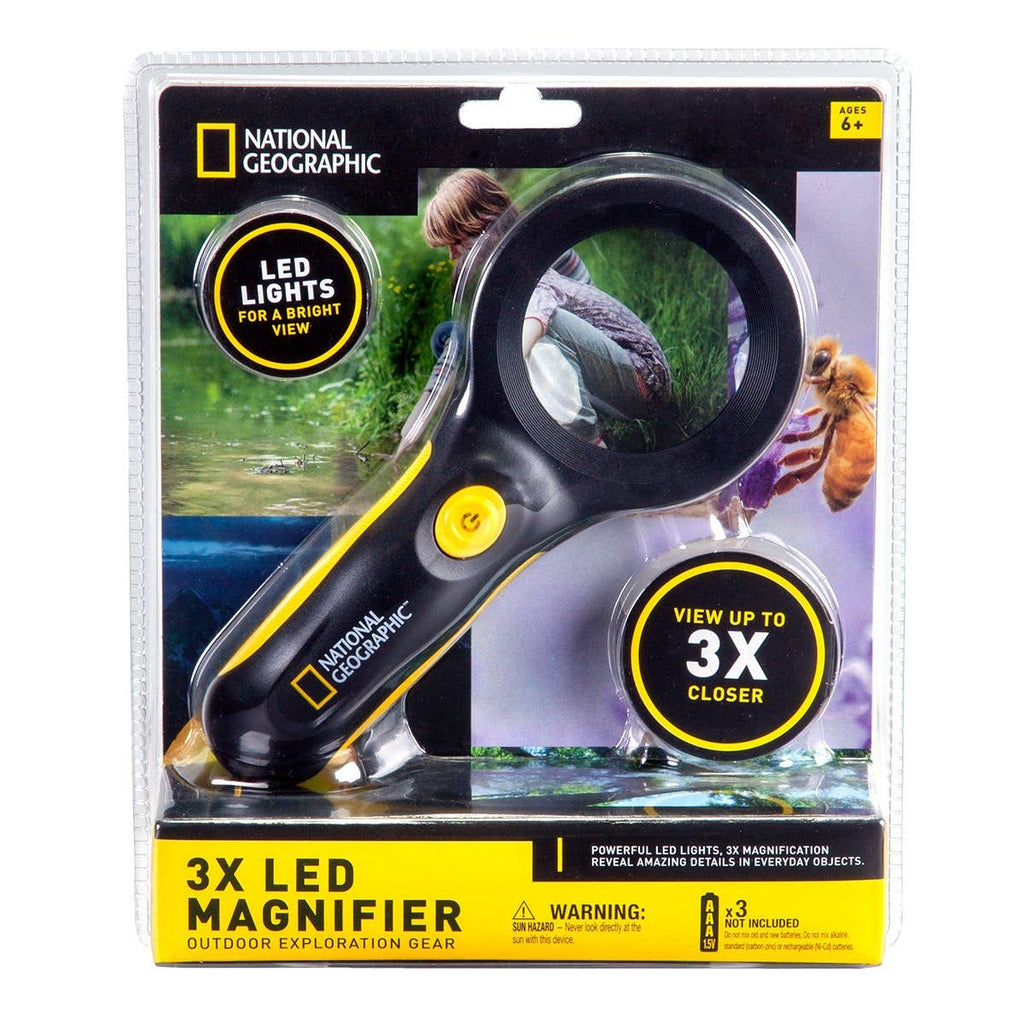 National Geographic® LED 3x Magnifying Glass – Scientific Field Investigation & Observation Tool