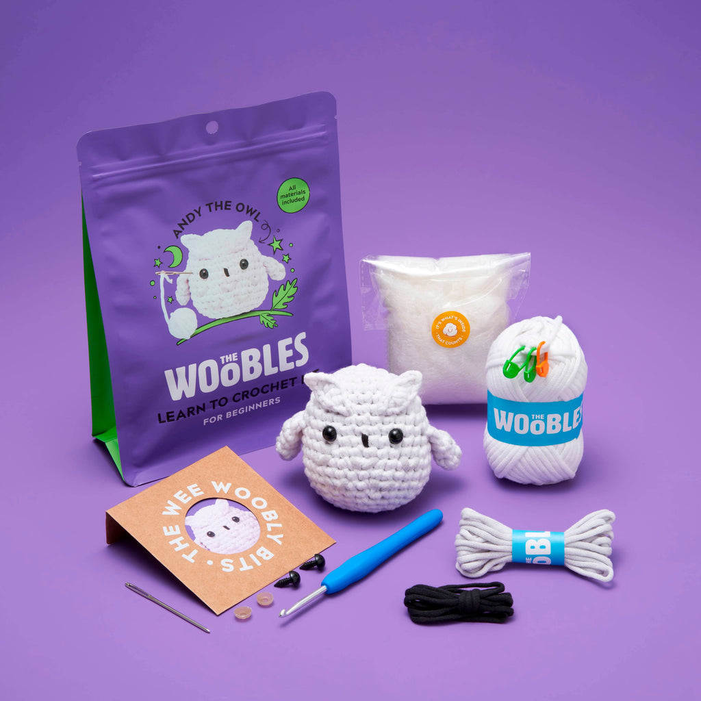 Educational Crochet Learning Kit – Beginner Fiber Arts Skill Development: Woobles Andy the Owl Crochet Kit