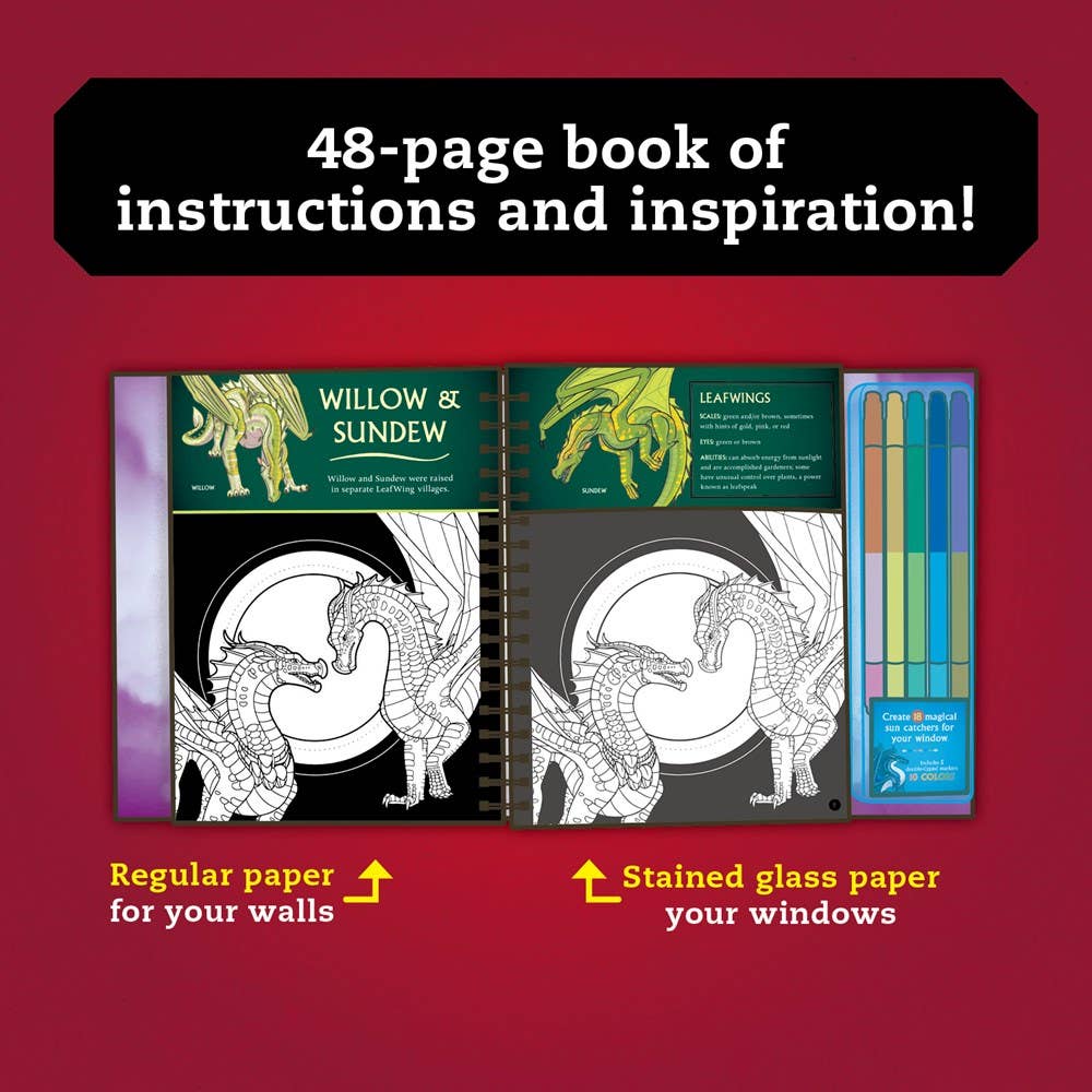Klutz® Wings of Fire Stained Glass Art – Dragon Design & Color Learning Kit