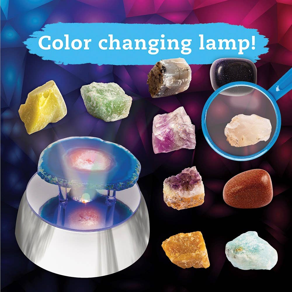 Educational Rocks, Gems & Minerals Science Kit – Light-Up Display & Earth Science Activities