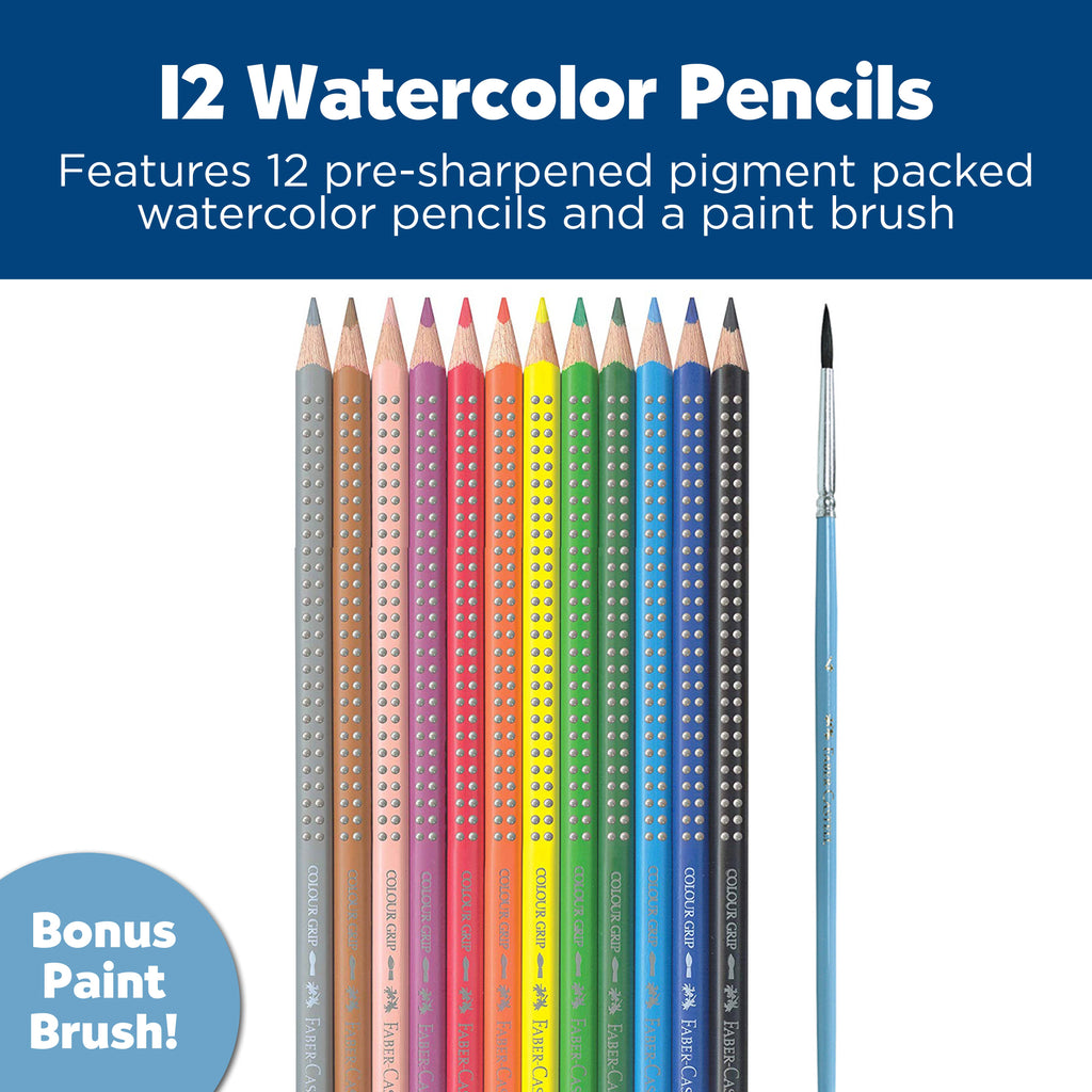 Educational Watercolor Pencil Set (12 Pack) – Triangular Grip EcoPencils for Blending, Color Theory, and Art Skill Development
