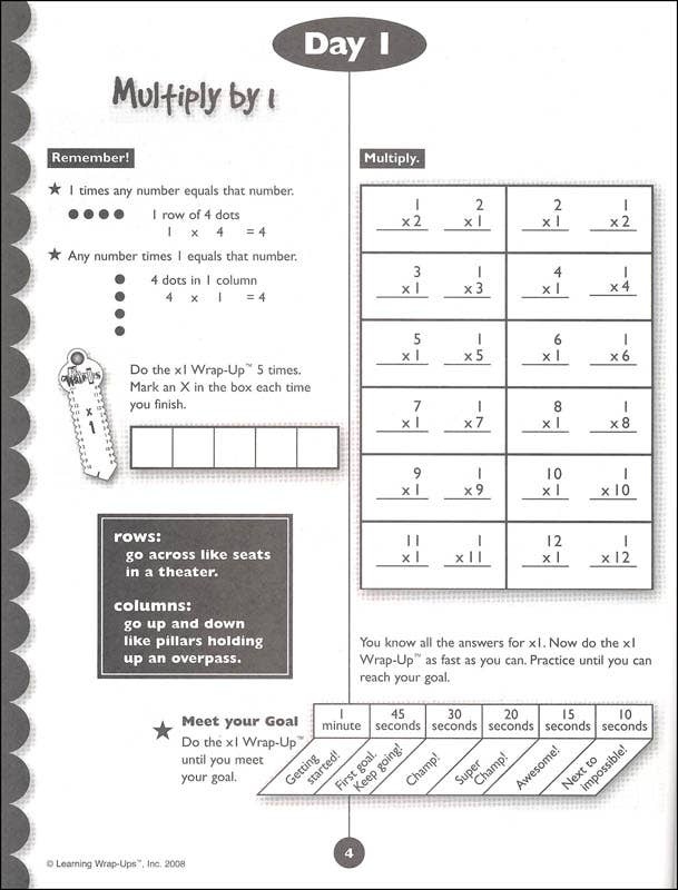 Learning Wrap-ups: 10 Days to Multiplication Mastery