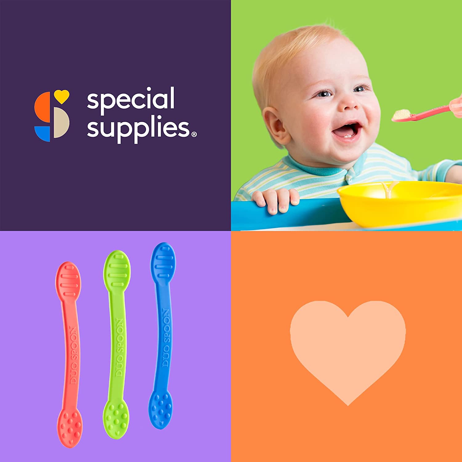 Duo Spoon 3-Pack - Pink, Blue, Green