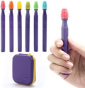Sensory Mouth Brushes and Oral Stimulation Tools for Kids and Adults, 6 Pack, with Soft Textured Heads, Travel Case Included