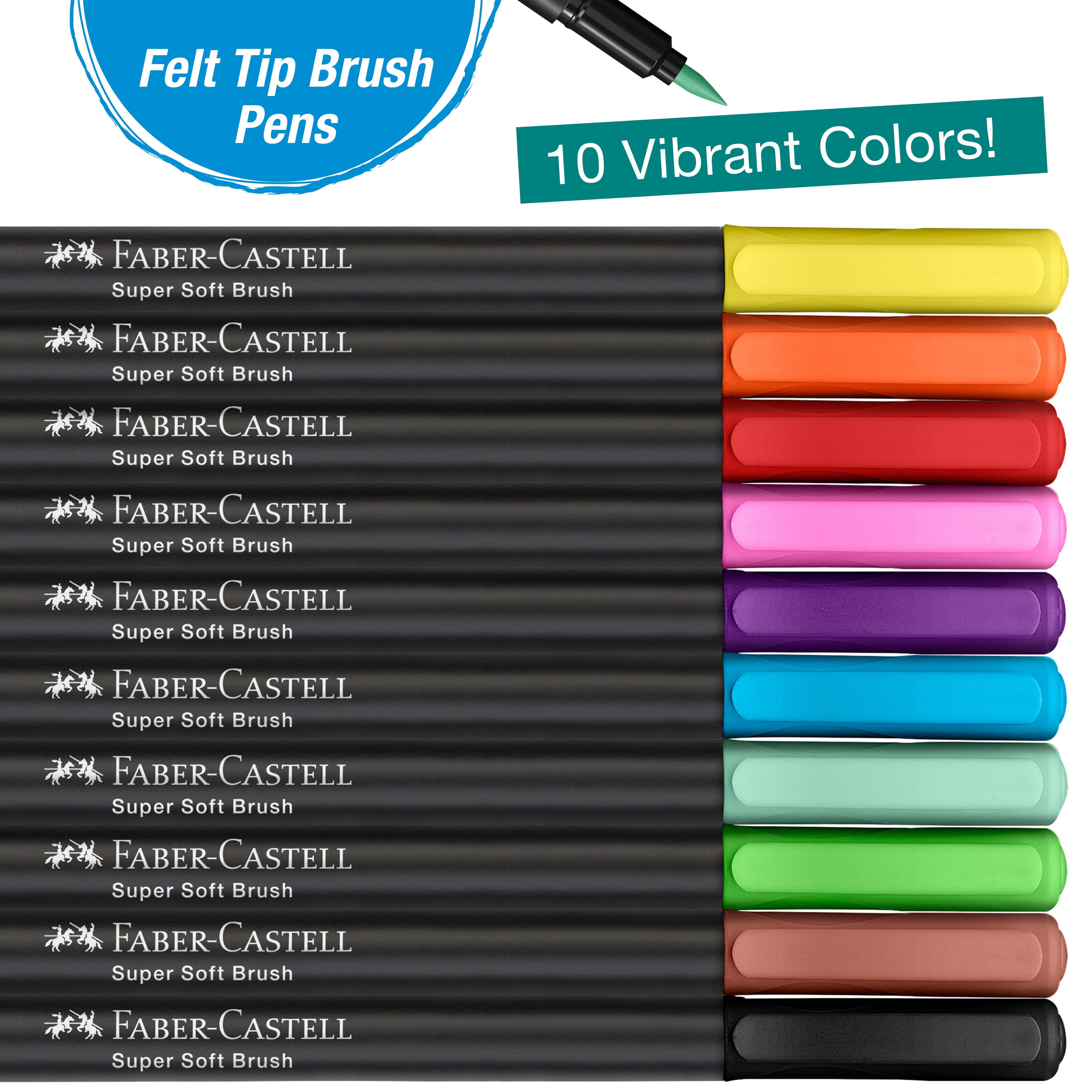 Black Edition Felt Tip Brush Pens Markers 10 Ct Box