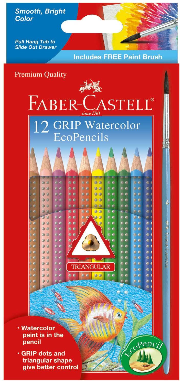 Educational Watercolor Pencil Set (12 Pack) – Triangular Grip EcoPencils for Blending, Color Theory, and Art Skill Development