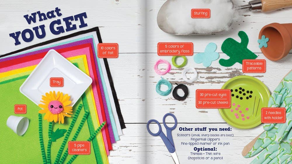 Educational Hand Sewing & Creativity Kit: Klutz Sew Mini Gardens – Learn Foundational Sewing Skills Through Nature-Themed Projects