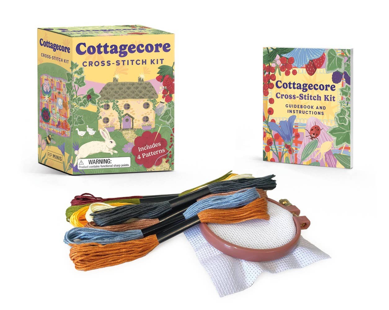 Cottagecore Cross-Stitch Kit – Fiber Arts, Pattern Recognition, and Fine Motor Skills Learning Set (4 Designs)