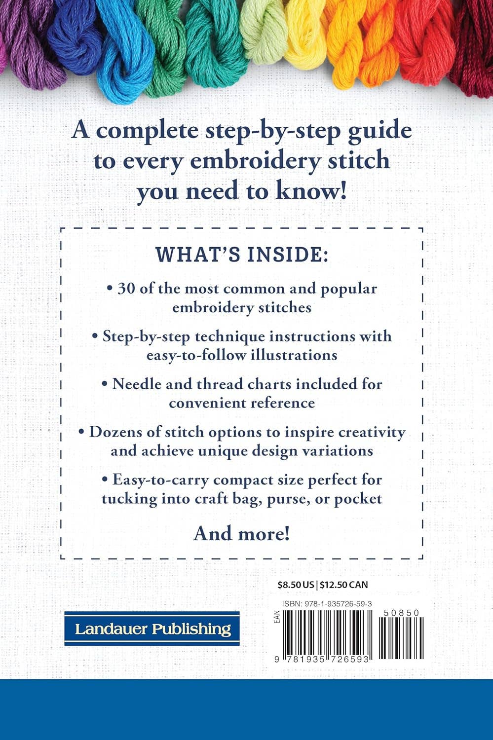 Hand Embroidery Stitches At-A-Glance — Instructional Carry-Along Guide to Fiber Art Techniques