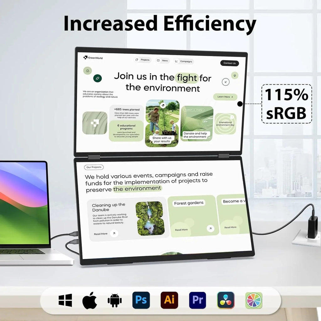 InnoView Foldable 18.5" Dual Monitor-INVPM509