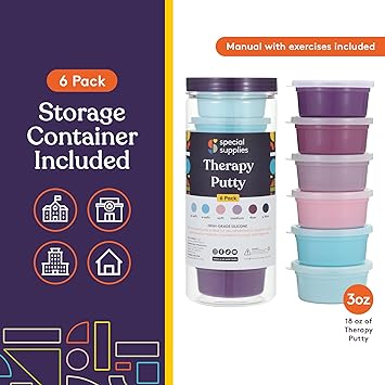 Therapy Putty for Kids and Adults - Resistive Hand Exercise Stress Relief Therapy Putty Kit, Set of 6 Strengths, 3 Ounces of Each Putty - Unicorn Colors
