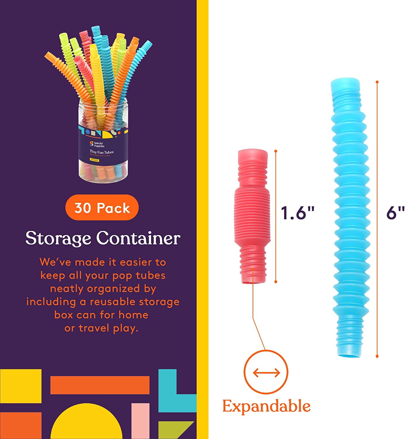 Tiny Pop Tubes (Multi-Color): 30 Pack