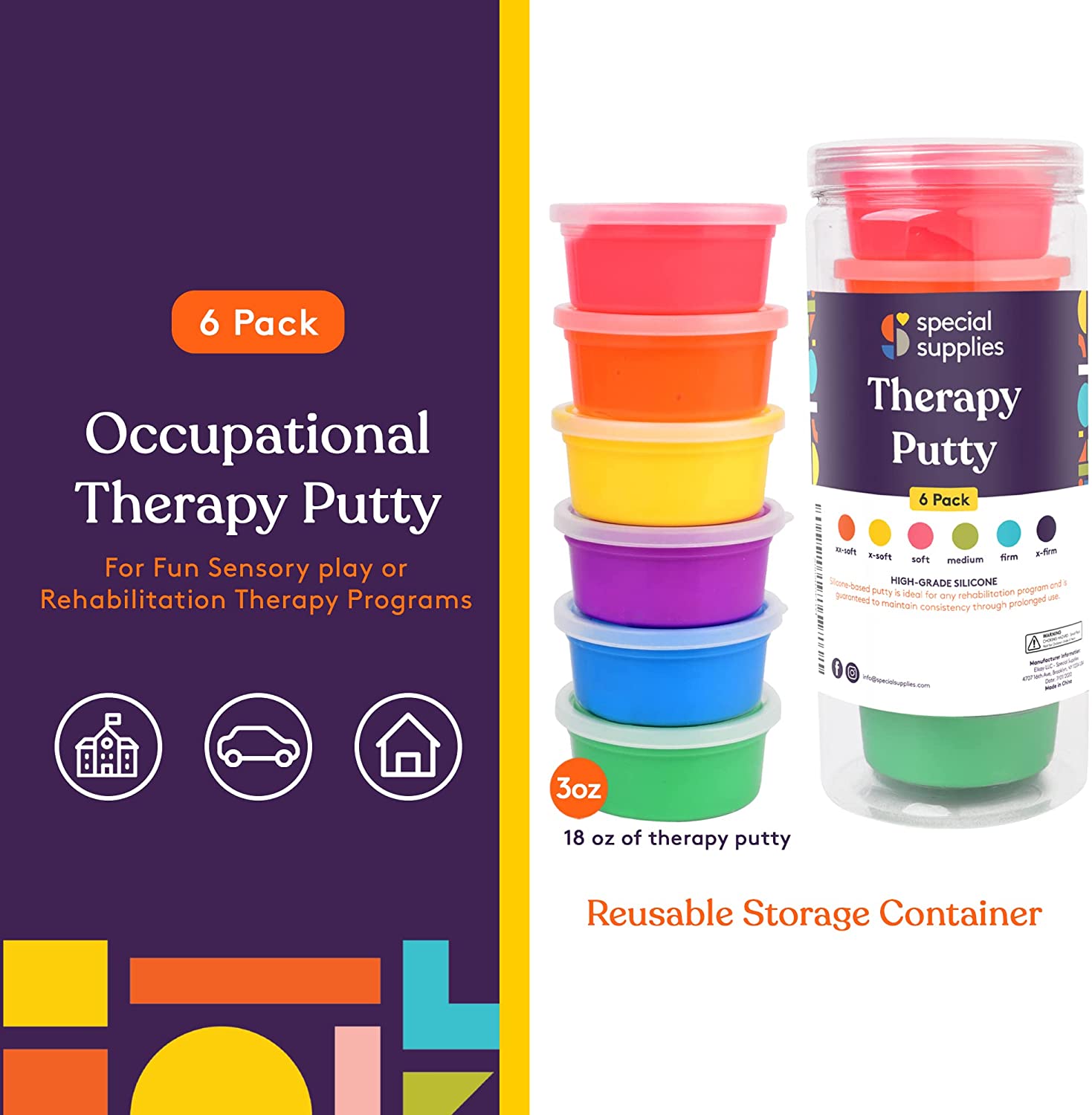 Therapy Putty (Primary Colors): 6 Pack