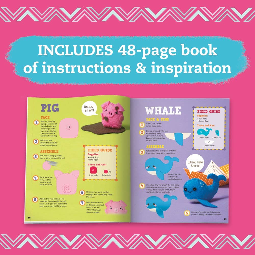 Hand-Sewing & Textile Arts Learning Kit: Animal Plush Construction and Pattern Skills