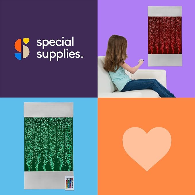 Special Supplies LED Bubble Wall with Colorful Fountain Tubes For Office, Classroom, or Home Decor, Adjustable RGB Lights with Remote