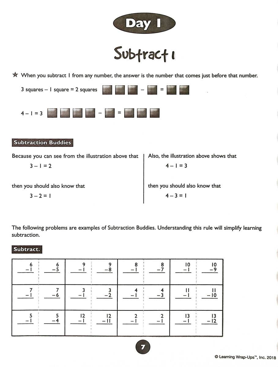 Learning Wrap-ups: 10 Days to Subtraction Mastery
