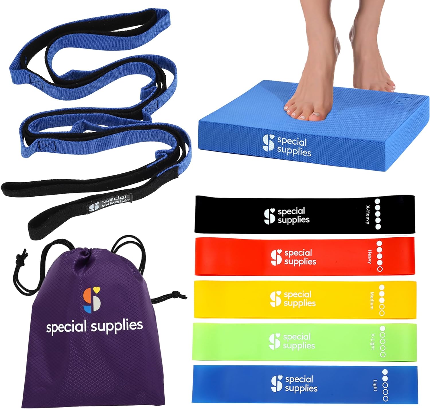 Balance Pad Exercise Kit with Yoga Strap and Resistance Bands