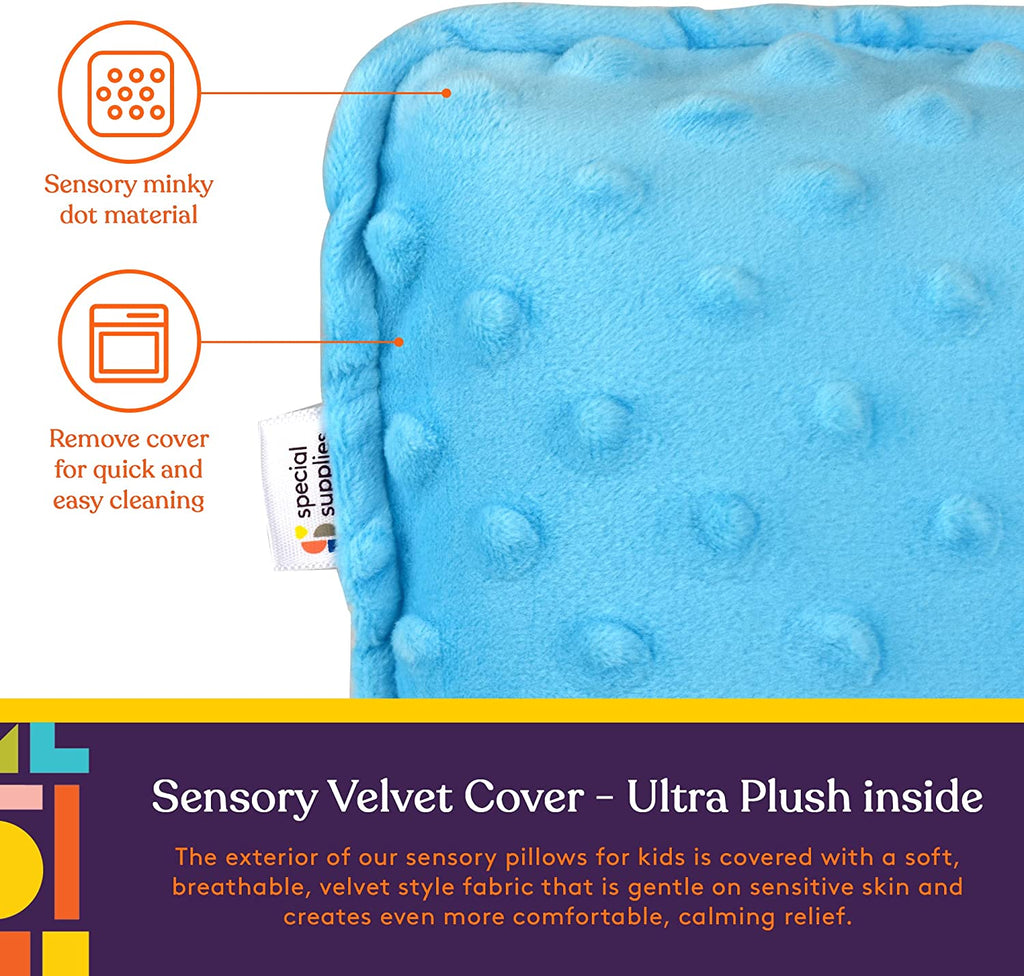 Sensory Vibrating Pillow – Pressure-Activated Calming Support for Kids & Adults, 12” Plush with Textured Bumps, 3 Vibration Modes, Music & Voice Recording (Blue)
