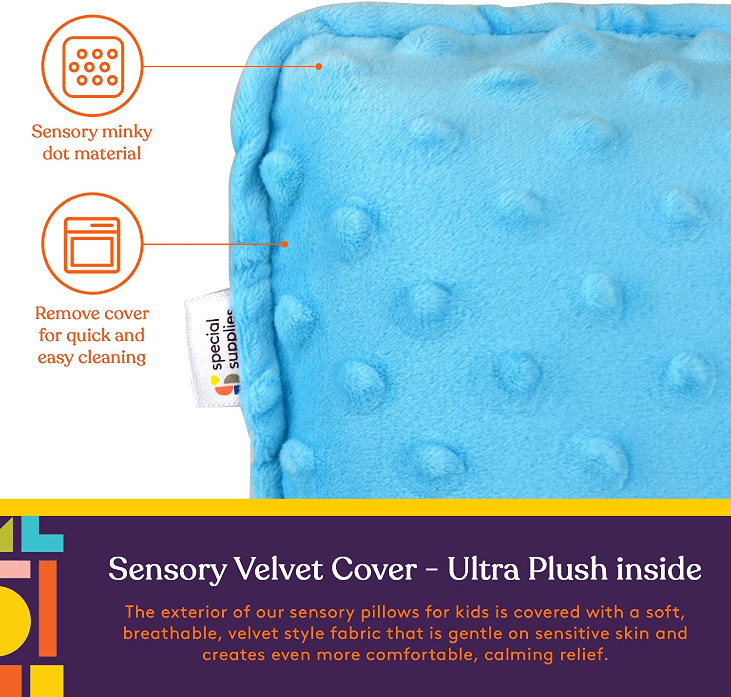Sensory Vibrating Pillow – Pressure-Activated Calming Support for Kids & Adults, 12” Plush with Textured Bumps, 3 Vibration Modes, Music & Voice Recording (Blue)