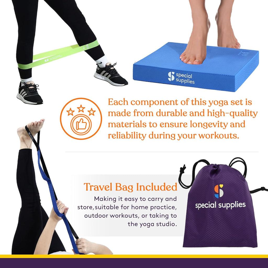 Balance Pad Exercise Kit with Yoga Strap and Resistance Bands