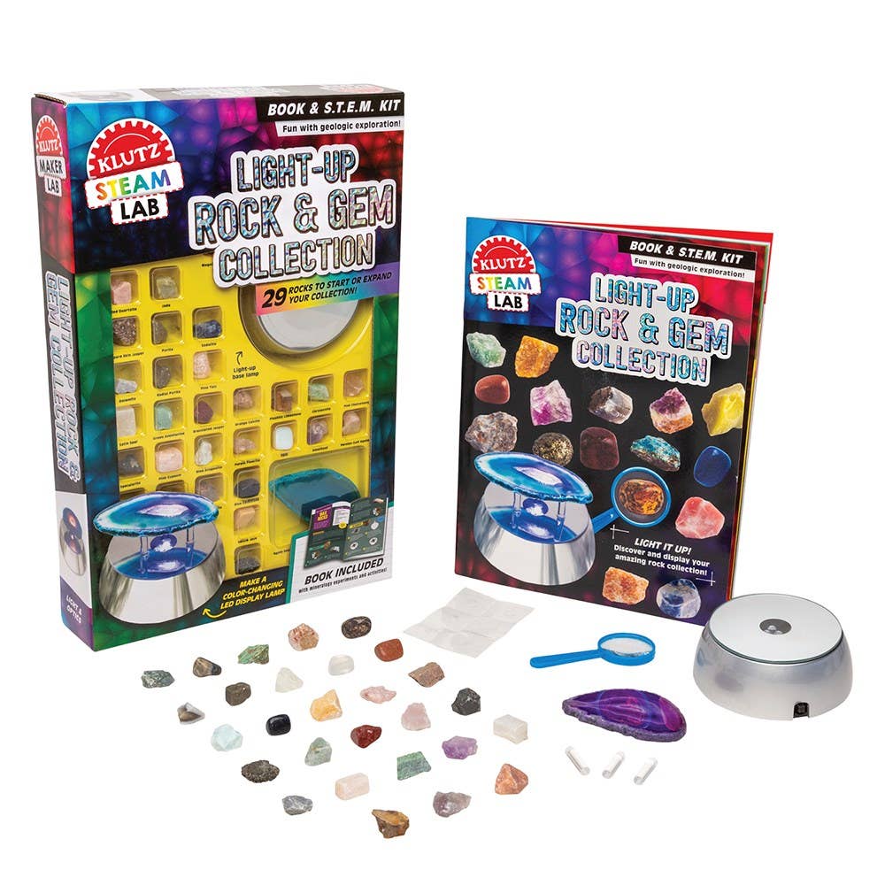Educational Rocks, Gems & Minerals Science Kit – Light-Up Display & Earth Science Activities