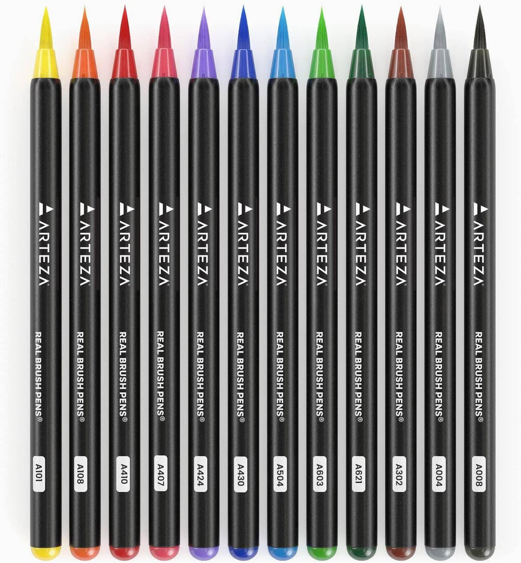 Arteza® Real Brush Pens® Set – 13-Piece Watercolor & Hand Lettering Educational Art Set