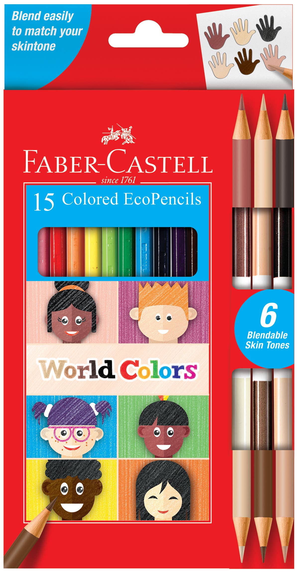 Educational World Colors Colored Pencil Set (15 Pack) – Skin Tone Art Pencils for Portrait Drawing and Creative Expression