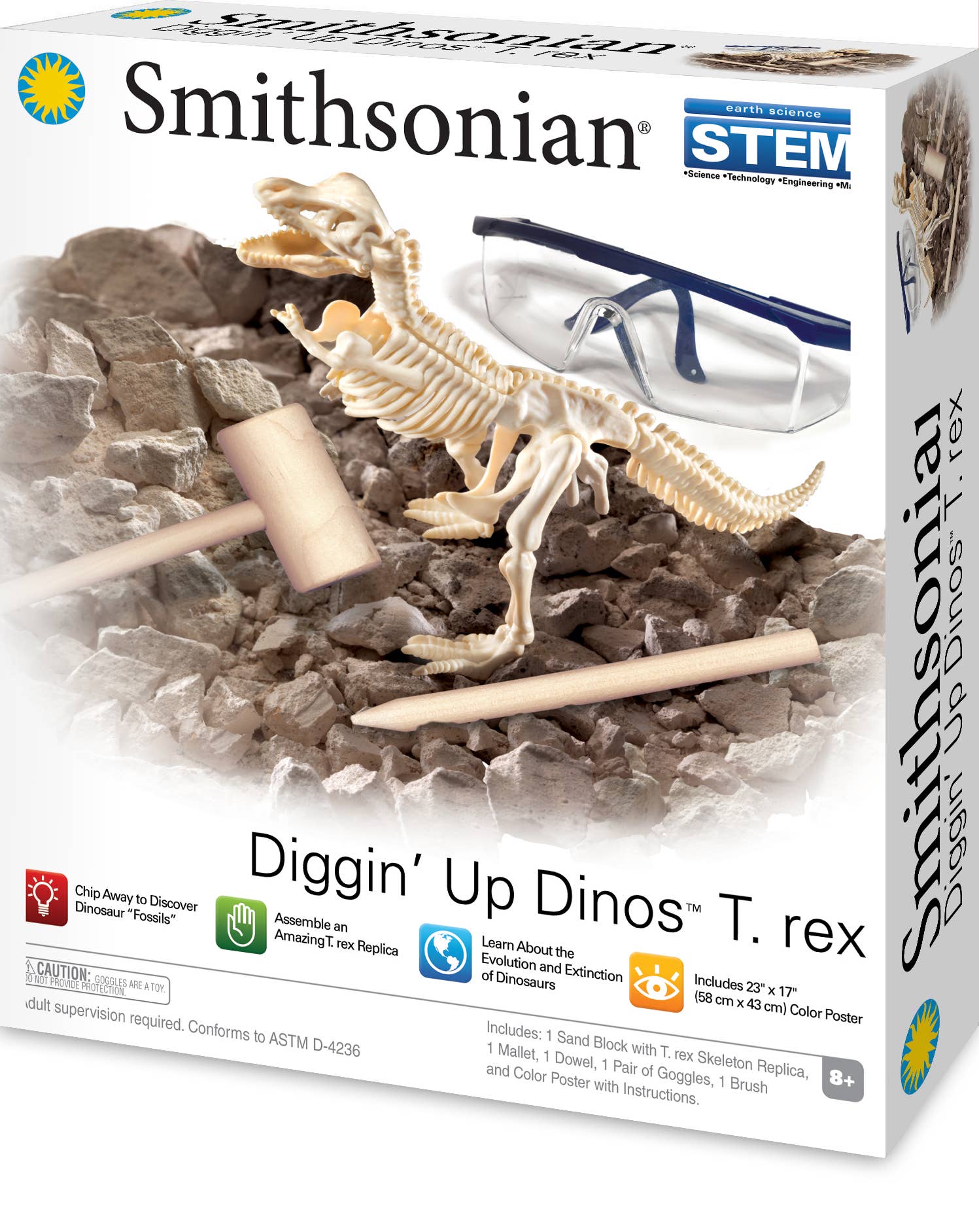 Smithsonian Paleontology Excavation Kit – Dinosaur Fossil Dig and Assembly STEM Learning Activity (Tyrannosaurus Rex Model & Earth Science Exploration)