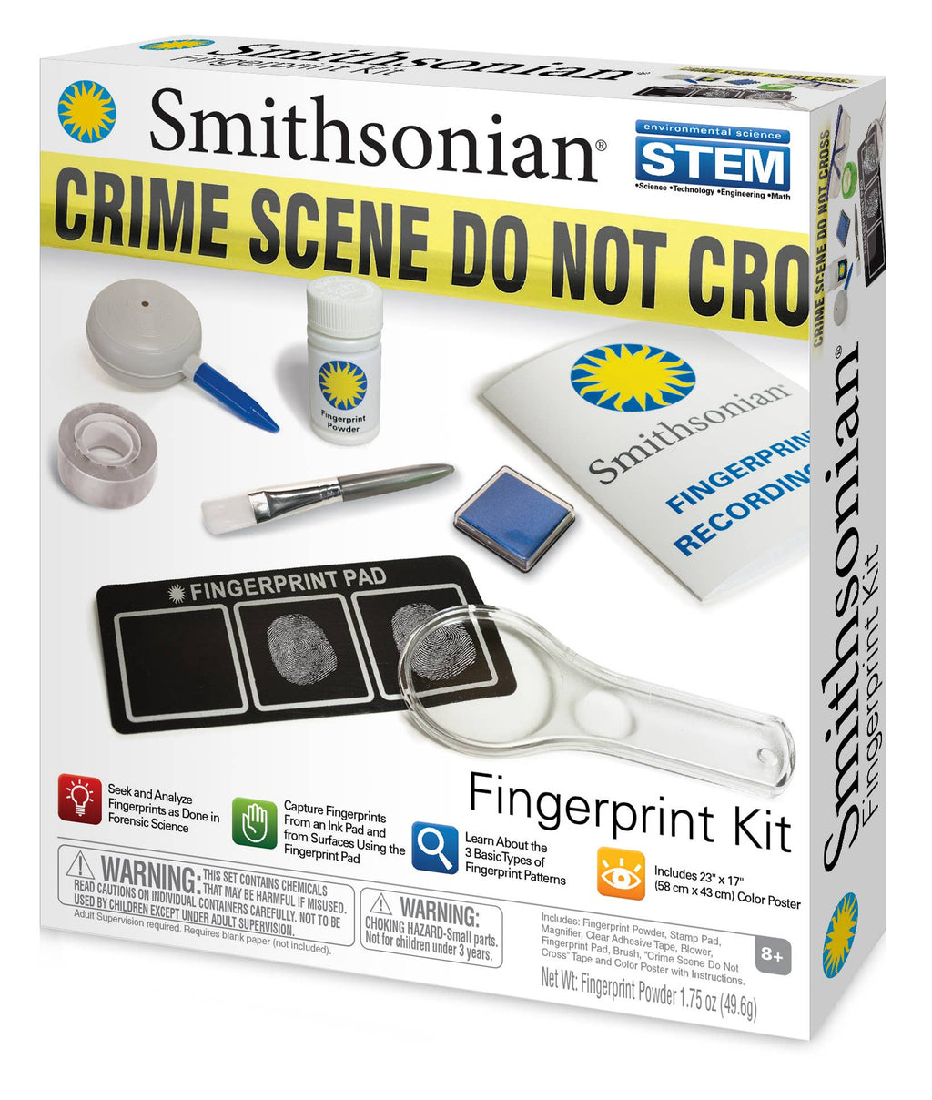 Smithsonian Fingerprint Kit: Forensic Science Investigation Kit – Fingerprint Analysis and Identification STEM Learning Activity (Observation & Data Comparison Skills)