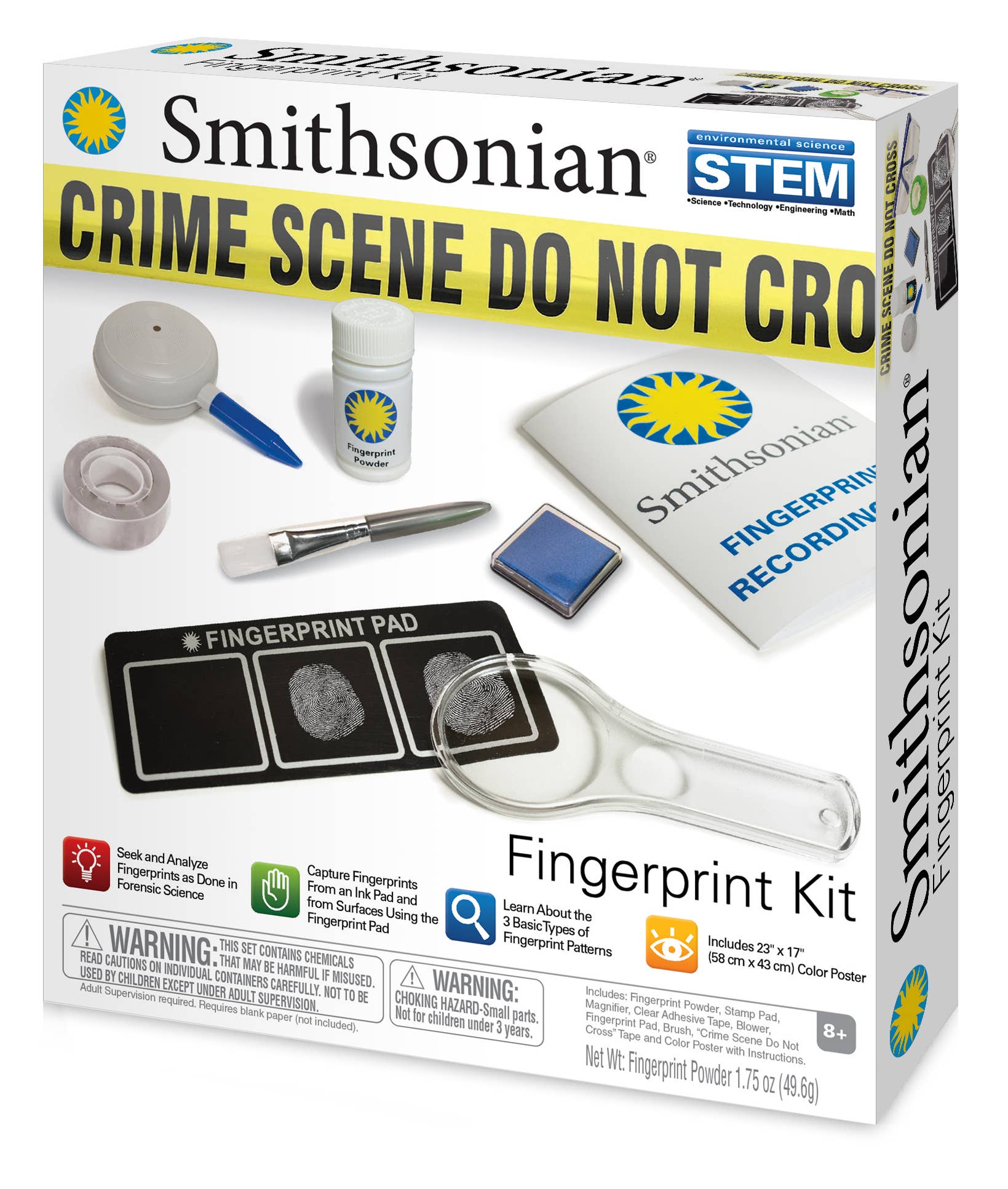 Smithsonian Fingerprint Kit: Forensic Science Investigation Kit – Fingerprint Analysis and Identification STEM Learning Activity (Observation & Data Comparison Skills)