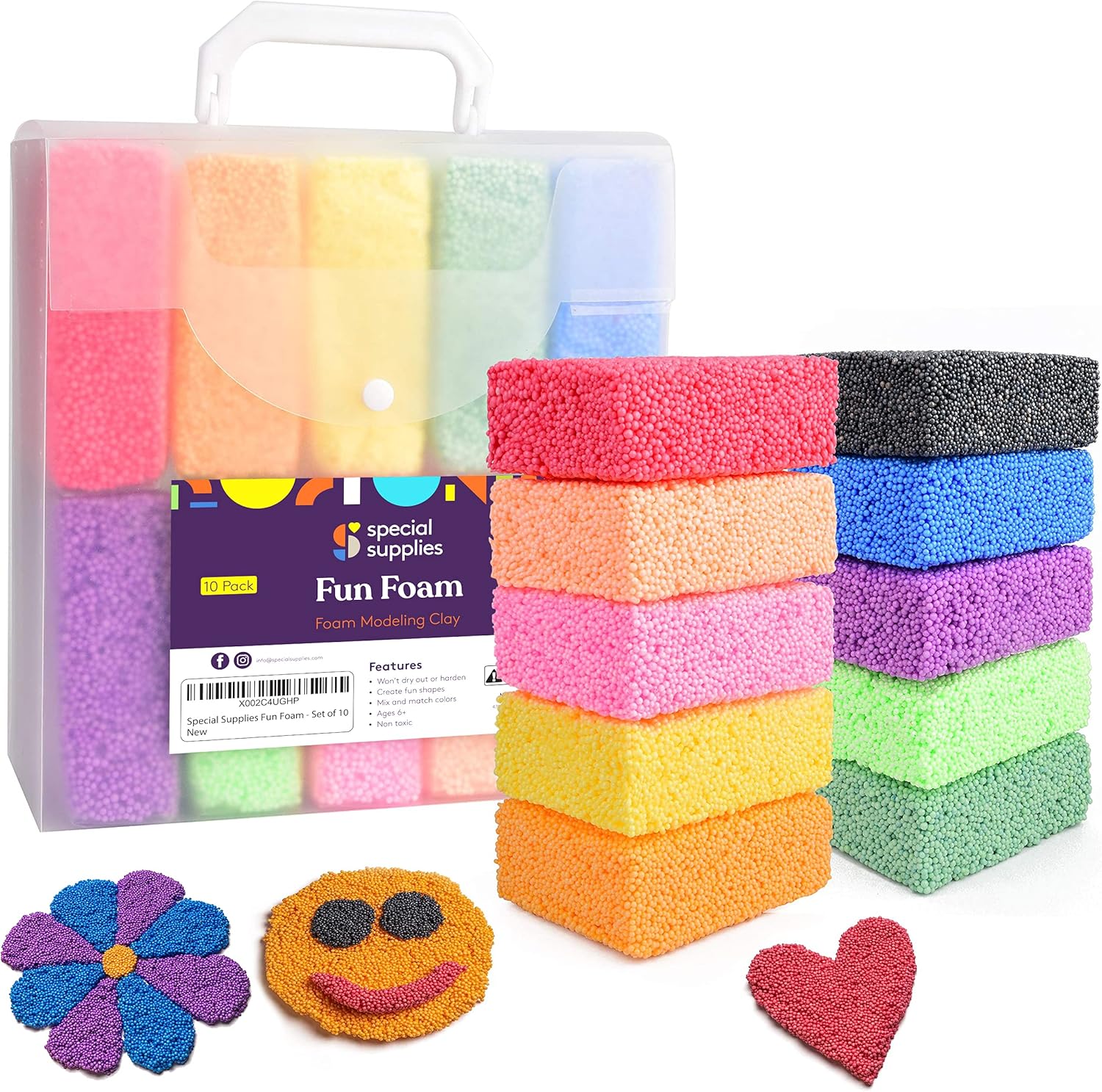 FUN FOAM Modeling Foam Beads Play Kit (10 Blocks)