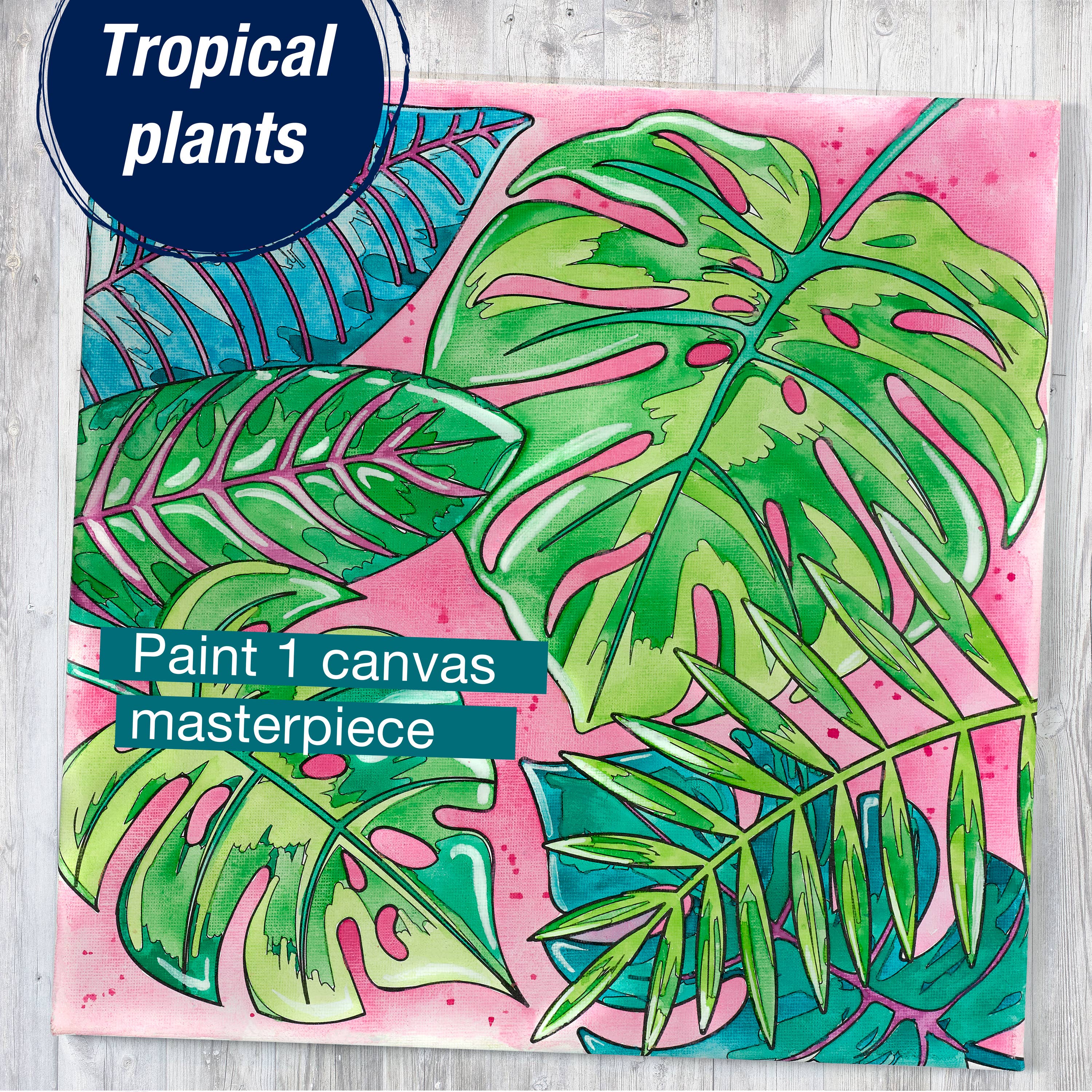 Educational Watercolor Art Kit: Tropical Paint-by-Number Canvas – Learn Beginner Painting Techniques and Color Theory