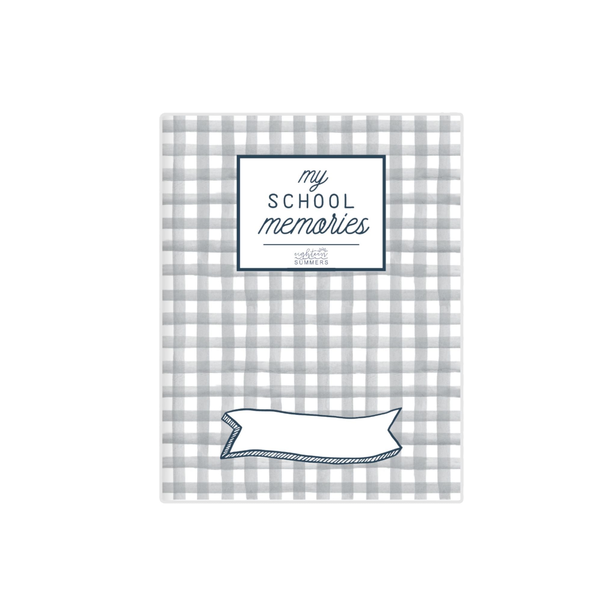 Timeless Gray Plaid School Memory Journal