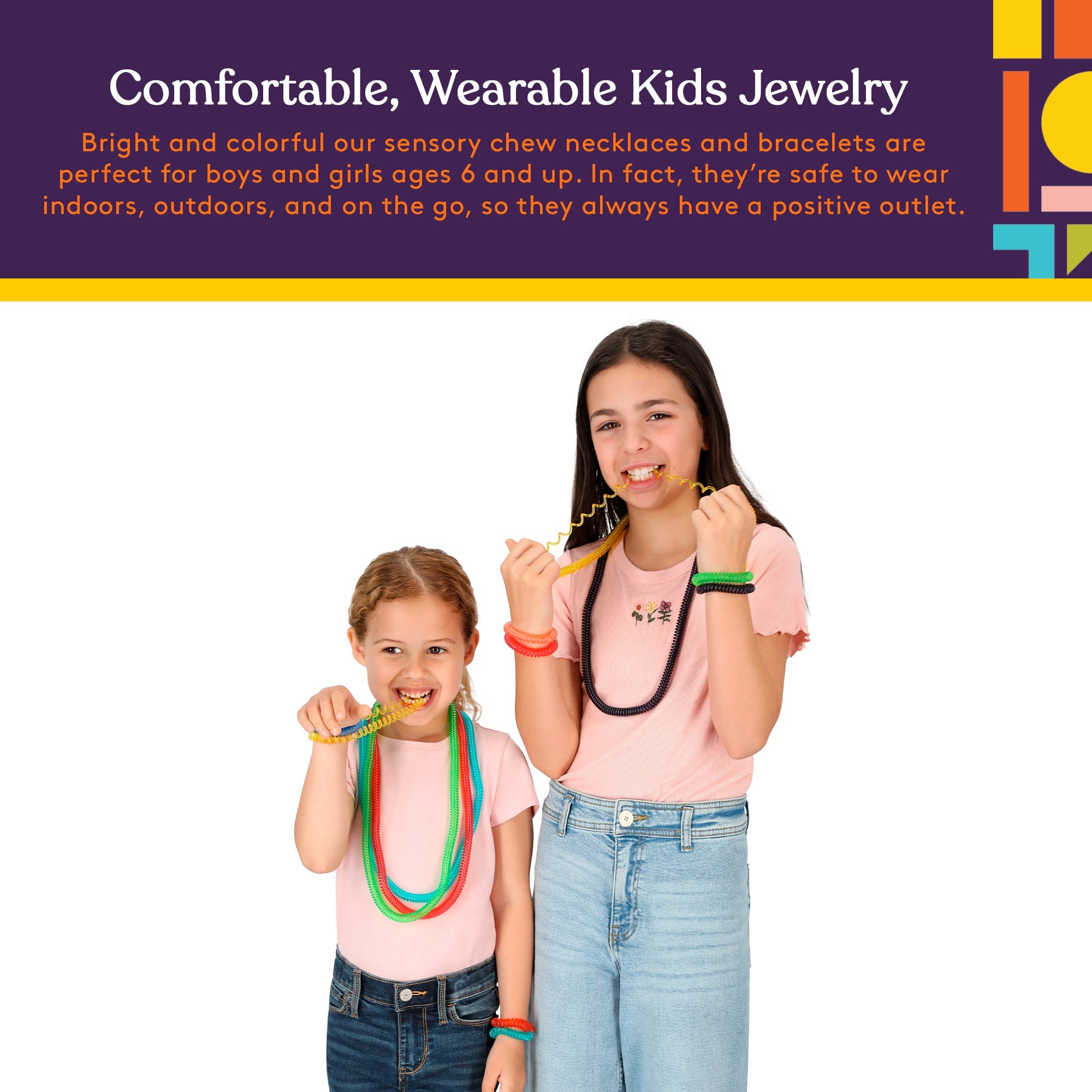 Special Supplies Chewy Jewelry Sensory Necklaces and Bracelets, 16 Pack, Soft and Flexible Silicone, Interactive Stress and Anxiety Relief for Kids, Supports ADD, ADHD, Autism