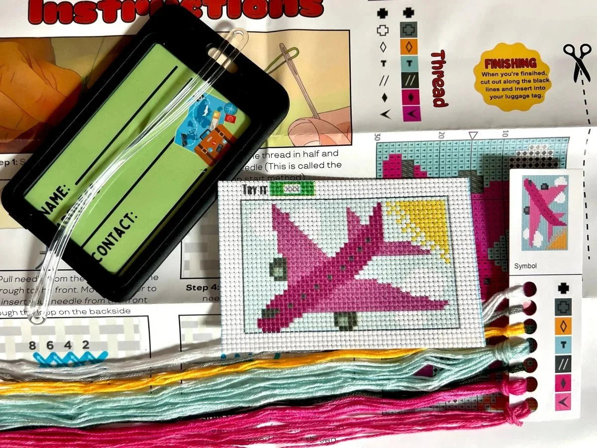 Pink Airplane Cross Stitch Kit