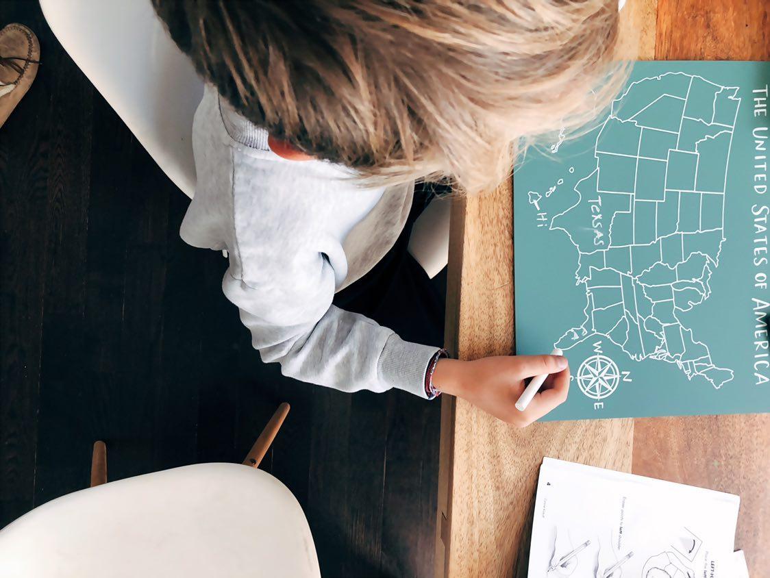 United States Map Trace-n-Erase Chalkboard® (unlabeled)