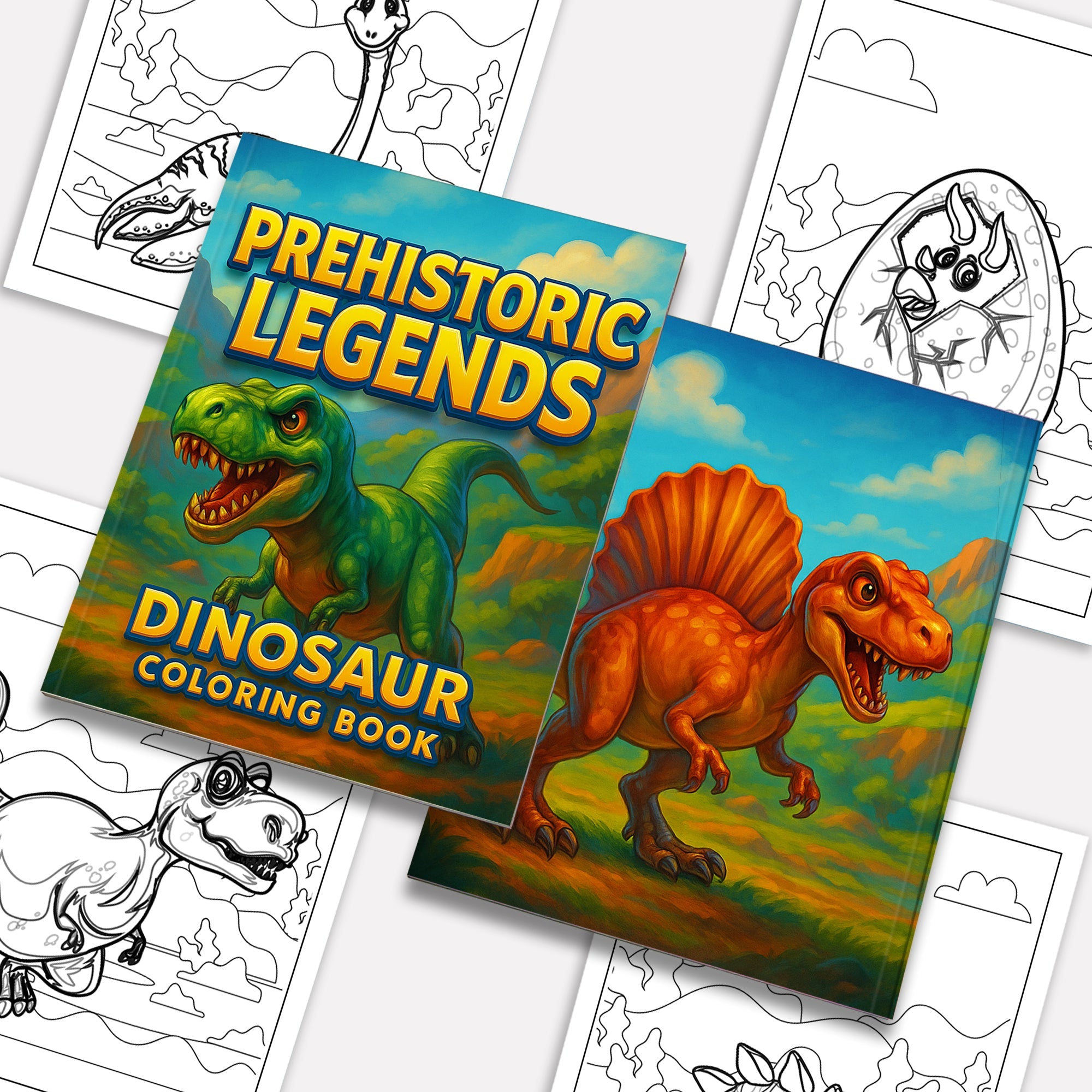 Prehistoric Legends – Dinosaur Coloring Pages – 48 Pages – Fierce Jurassic Creatures – For Kids